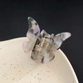 Elegant butterfly hair claw clip with grey marble acetate finish and metal spring - 14# Phantom Gray