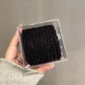 Set of 10 black braided elastic hair bands in a transparent square storage box - Towel Ring Black (10#)