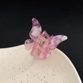 Pink acetate butterfly hair claw clip with marble texture on a decorative plate - 8# Pink