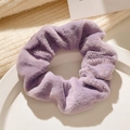 Chouchou en peluche violette douce en fausse fourrure pour coiffure femme hiver - Violet foncé