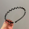Classic black wave-shaped metal headband for men with ergonomic sawtooth design for hair - Classic Large Wave Style (6#)