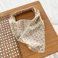 Floral triangular hair scarf in cream with yellow purple flowers and elastic band - Cream Floral (2#)
