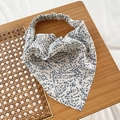 Floral print hair bandana with navy blue flowers and elastic band for women - White Blue Floral (7#)