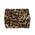 Elastic wide headband with stylish leopard print pattern and center twist design - Coffee Leopard