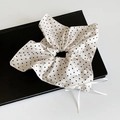 Elastico per capelli a pois con fiocco in nastro, stile elegante bianco e nero - 1# Elastico Quadrato