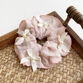 Coletero de encaje rosa con lazos de satén blanco y perlas para estilo ballet elegante - Rosa