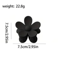 Detail view of matte black floral hair claw clip showing 7.5cm dimensions and 22.8g weight - Sunflower Style (B768) / Black
