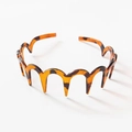 Klassieke schildpad golvende hoofdband van PC-materiaal met antislip tanden voor vrouwen - Amber