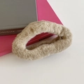 Fluffy khaki faux fur scrunchie with soft plush texture for autumn hair styling - Dark Khaki