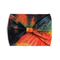 Fascia per capelli yoga tie-dye arcobaleno con nodo in tessuto elasticizzato - Stile Fiocco Tie-Dye Arancione Rosso Verde Blu (#5)