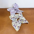 Set di elastici per capelli con fiocchi a quadretti viola e stampe di gatti su legno - Stile Gatto Viola (Set da 2 Pezzi, N. 4)