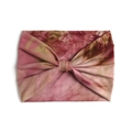 Fascia larga tie-dye rossa e marrone elastica con un elegante design a nodo a farfalla - Stile Fiocco Tie-Dye Rosso Rosa Marrone Vintage (#6)