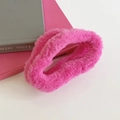 Pince à cheveux en peluche rose vif avec fausse fourrure douce pour femmes élégantes - Rose rosé