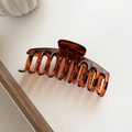 Large amber tortoise shell hair claw clip for women with minimalist geometric resin design - Red