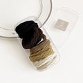 Elastic hair tie set in earth tones including black and brown in a clear storage box - Gradient Coffee Grid (4#)