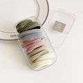 5-pack durable seamless elastic hair ties in muted tones with a plastic storage box - Morandi Vertical Stripes (5#)