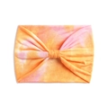 Fascia elastica tie-dye in tonalità arancione e rosa con design a fiocco largo e morbido - Stile Fiocco Tie-Dye Arancione Giallo Rosa (#16)
