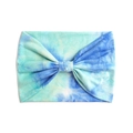 Fascia per yoga elastica tie-dye verde e blu con un elegante design a nodo frontale - Stile Fiocco Tie-Dye Verde Blu (#18)