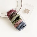 Durable elastic hair ties set in assorted muted colors like coffee and olive green - Morandi Grid (6#)
