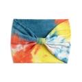 Fascia per capelli elastica larga tie-dye nei colori blu, giallo e arancione vivace - Stile Fiocco Tie-Dye Blu Giallo Arancione (#19)