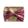 Fascia elastica larga tie-dye in verde oliva e bordeaux con dettaglio nodo centrale - Stile Fiocco Tie-Dye Verde Rosso Bianco (#20)