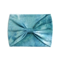 Fascia per capelli larga elastica con motivo tie-dye blu e bianco e nodo centrale - Stile Fiocco Tie-Dye Blu Bianco (#21)