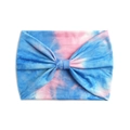 Fascia per capelli elastica yoga tie-dye blu e rosa con elegante design a fiocco - Stile Fiocco Tie-Dye Rosa Pallido Blu Pallido (#22)