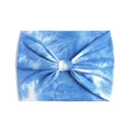Fascia sportiva larga per yoga tie-dye blu e bianca con elegante nodo a fiocco - Stile Fiocco Tie-Dye Blu Bianco Puro (#23)