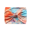 Fascia larga elastica per yoga tie-dye arancione e blu con elegante nodo intrecciato - Stile Fiocco Tie-Dye Arancione Blu Bianco (#26)