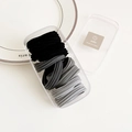 Elastic seamless hair ties in black and grey shades within a clear plastic storage box - Gradient Gray Grid (8#)