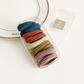 Durable elastic hair ties in Morandi colors with a transparent rectangular storage box - Fresh Colorful Vertical Stripes (9#)