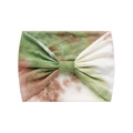 Fascia per capelli elastica tie-dye verde e marrone con fiocco annodato centrale - Stile Fiocco Tie-Dye Verde Marrone Bianco (#30)