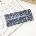 Dark blue paisley yoga headband made of soft elastic cotton for sweat absorption - Deep Blue Grey Paisley Style (76#)