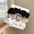Lot de 3 chouchous en satin noir, beige et blanc présentés sur carte support - Noir/Beige Café/Blanc (4#)