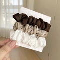 Set di 3 elastici in raso nei colori marrone, oro champagne e bianco in seta - Caffè Scuro/Oro Champagne/Bianco (6#)