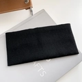 Fascia larga in maglia elastica nera a coste per donna, ideale per sport o trucco - Nero