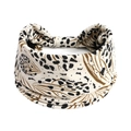 Bandeau de yoga élastique en coton à imprimé léopard avec motifs de feuilles brunes - Style Feuille Crème Noir Marron (#262)