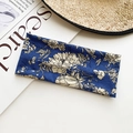 Blue floral bohemian yoga headband with vintage flower pattern on elastic cotton fabric - Blue Pastoral Floral Style (2#)