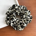 Elegant large leopard print hair scrunchie in dark green and black chiffon fabric - Dark Green Leopard (2#)