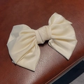 Elegant ivory white satin bow hair claw clip made of silky glossy fabric for women - Ivory