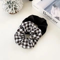 Set of two elastic hair scrunchies in solid black and classic black-and-white gingham - Black And Black White Classic Gingham