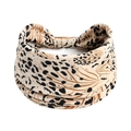 Bandeau de yoga bohème à imprimé léopard, bandeau élastique large en crème et marron - Style Feuille Marron Point Noir Beige (#263)