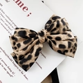 Elegante fermaglio per capelli in raso leopardato con robusta chiusura a molla per donna - Kaki