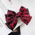 Satin Haarschleife mit Leopardenmuster in Rot und Schwarz für Damen Zubehör - Rot