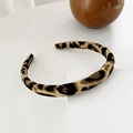 Serre-tête large fait main avec motif léopard classique marron et noir pour femme - Khaki - Fin