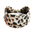 Bandeau large élastique imprimé léopard pour femme en coton doux pour le yoga - Style Léopard Torsadé Beige (#236)