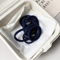 Seamless navy blue hair ties in high elasticity ribbed fabric with durable thick design - Navy Blue