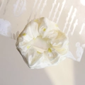 Chouchou en organza blanc cassé avec motif marguerite jaune et fini iridescent - Marguerite Jaune (3#Jaune)