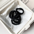 High elasticity seamless black hair bands set with durable matte knit texture - Black