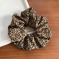Chouchou en satin à motif léopard avec plis souples pour coiffures vintage élégantes - Léopard Camel Plissé (11#)